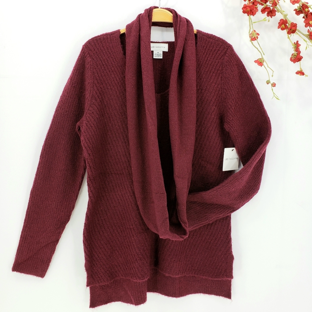 New 2-PC Liz Claiborne Sweater & Infinity Scarf Set sz M